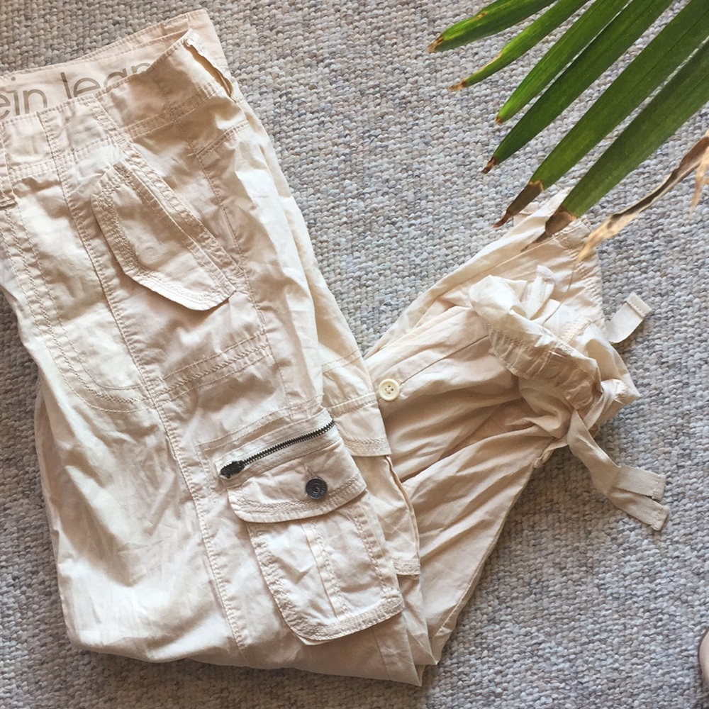 Calvin Klein cargo straight leg pants with ties